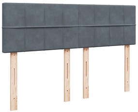 Cama com molas/colchão 160x200 cm veludo cinzento-escuro