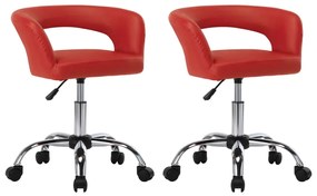 Cadeiras de jantar 2 pcs couro artificial vermelho