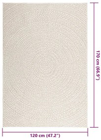 Tapete ZIZUR creme 120x170cm aspeto de juta interior e exterior