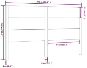 Cabeceira de cama 206x4x100 cm pinho maciço