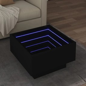 vidaXL Mesa de centro c/ LEDs 50x50x30cm derivados de madeira preto