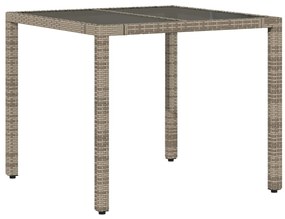3 pcs conjunto bistrô com almofadões vime PE cinza