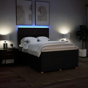 Cama com molas/colchão 160x200 cm tecido preto
