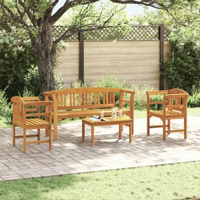 vidaXL Conjunto de Lounge Rosa do Jardim 4 pcs Natural