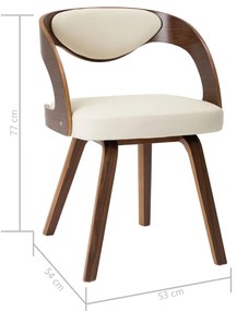 Cadeiras jantar 2 pcs madeira curvada e couro artificial creme