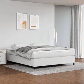 vidaXL Cama com molas/colchão 180x200 cm couro artificial branco