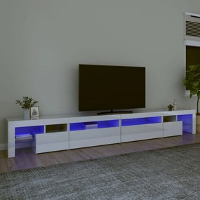 Móvel de TV com luzes LED 290x36,5x40 cm branco brilhante