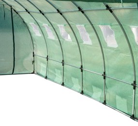 Cobertura de Estufa de Túnel 6x3x2m Cobertura de Substituição de Estufa Polietileno com 12 Janelas e Portas Enroláveis Proteção de Plantas para Jardim
