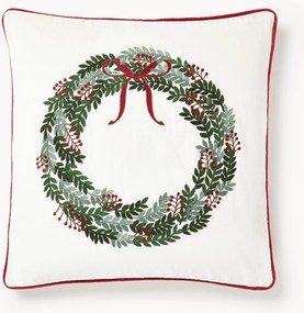 Capa de almofada de veludo bordada com coroa de Natal Rosaline