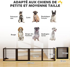 Barreira de segurança para cães 432 x 36 x 70 cm barreira dobrável de 6 painéis com pés amovíveis, preta