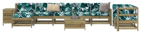 10 pcs conjunto de sofás de jardim madeira de pinho impregnada