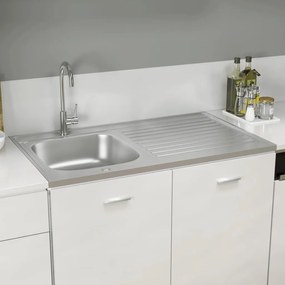 147237 vidaXL Lava-louça cozinha + escorredor aço inox prateado