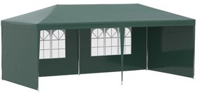Outsunny Tenda para Festas 6x3 m Tenda de Jardim para Exterior com 4 Paredes Laterais 2 Janelas e Estrutura de Aço Verde | AOSOM Portugal