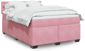 Cama com molas/colchão 140x200 cm veludo rosa