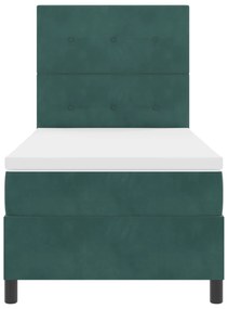 Cama Box Spring com Colchão Verde Escuro 80x200 cm Veludo
