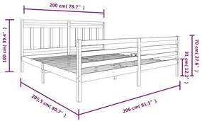 Estrutura de cama 200x200 cm madeira maciça