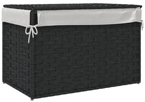Cesto para roupa suja com tampa 55,5x35x34 cm vime PE preto