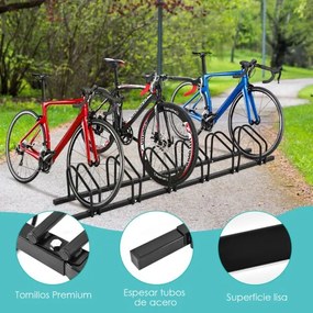 Estacionamento para 6 bicicletas Porta-bicicletas para casa, jardim, garagem, parque Porta-bicicletas 180 x 32,5 x 26 cm Preto