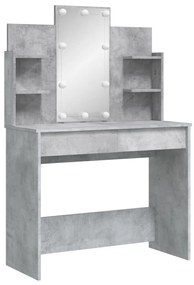 Toucador com luzes LED 96x40x142 cm cinzento cimento