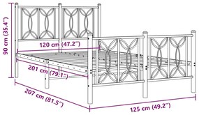 Estrutura de cama com cabeceira e pés 120x200 cm metal branco