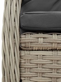 3 pcs conjunto de jantar p/ jardim c/ almofadões cinzento claro