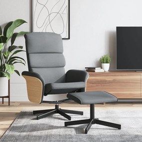 vidaXL Cadeira reclinável com banco p/ pés tecido cinzento-claro