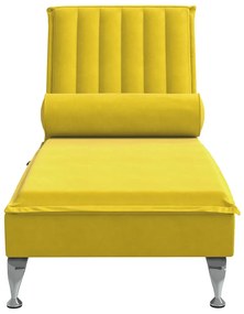 Chaise lounge de massagem com rolo veludo amarelo