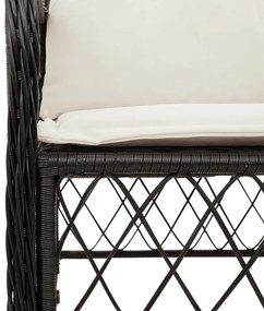 3 pcs conjunto de bistrô com almofadões vime PE preto
