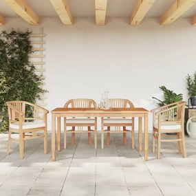 vidaXL 5 pcs conjunto de jantar p/ jardim madeira de teca maciça