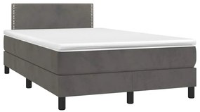 Cama box spring colchão LED 120x190cm couro artif. cinza-escuro