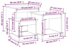 Mesas de centro 3 pcs derivados de madeira branco brilhante