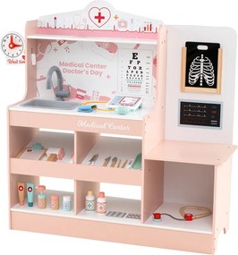 Hospital de brincar infantil com 24 acessórios Relógio Torneira Lavatório Monitor ECG para crianças a partir dos 3 anos 97 x 30,5 x 88 cm Rosa