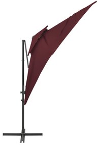 Guarda-sol de jardim cantilever c/ toldo duplo 250x250 cm bordô