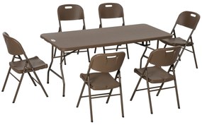 Outsunny Conjunto de Mesa e 6 Cadeiras de Jardim Conjunto de Refeição