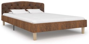 Estrutura de cama 120x200 cm camurça artificial castanho