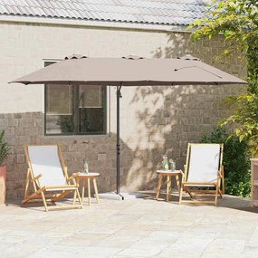 vidaXL Guarda-sol cantilever de jardim Cinzento-acastanhado