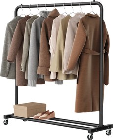 Guarda roupa aberto com rodas 38 x 110 x 141,5 cm preto