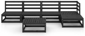 6 pcs conjunto lounge de jardim pinho maciço preto