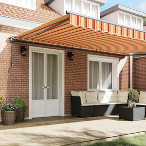 Toldo Retrátil Manual Amarelo e Laranja 500x300 cm