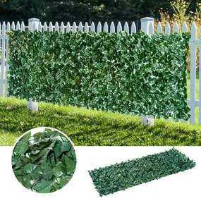 Outsunny Vedação Artificial em Rolo 3m Vedação de Privacidade para Balcão Jardim Exterior Planta Decorativa de Parede PE Verde