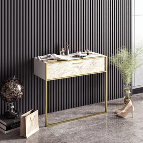Aparador Polka – Dourado e Branco – 90 cm x 76,8 cm x 38,5 cm