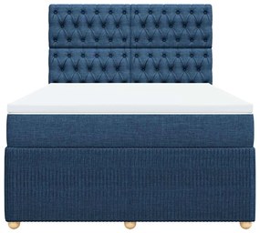 Cama com molas/colchão 140x190 cm tecido azul