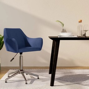 vidaXL Cadeira de jantar giratória tecido azul