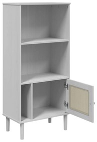 Estante SENJA aspeto de vime 60x35x130 cm pinho maciço branco