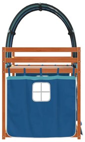 Beliche com cortinas 90x190 cm madeira de pinho maciça azul