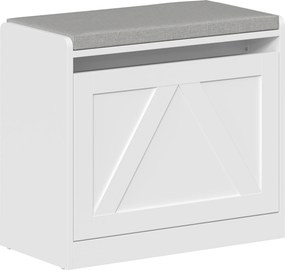 HOMCOM Banco Sapateira com Gaveta Basculante, 60x30x52 cm, Branco | Aosom Portugal