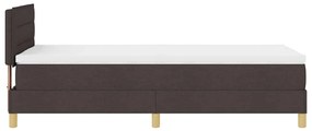 Cama Box Spring com Colchão &amp; LED Marrom Escuro 90x200 cm Tecido