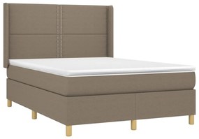 Cama box spring colchão/LED 140x200 cm tecido cinza-acastanhado