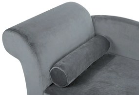 Chaise-longue à esquerda em veludo cinzento claro LUIRO Beliani