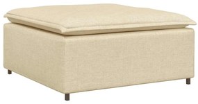 Sofá modular com pufes e almofadas tecido creme